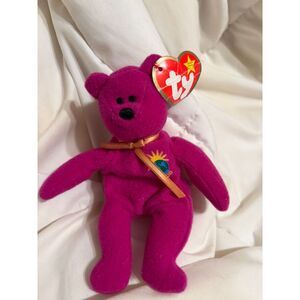 Ty Beanie Baby Millenium the Bear –  Magenta Globe & Sunburst Embroidery Plush